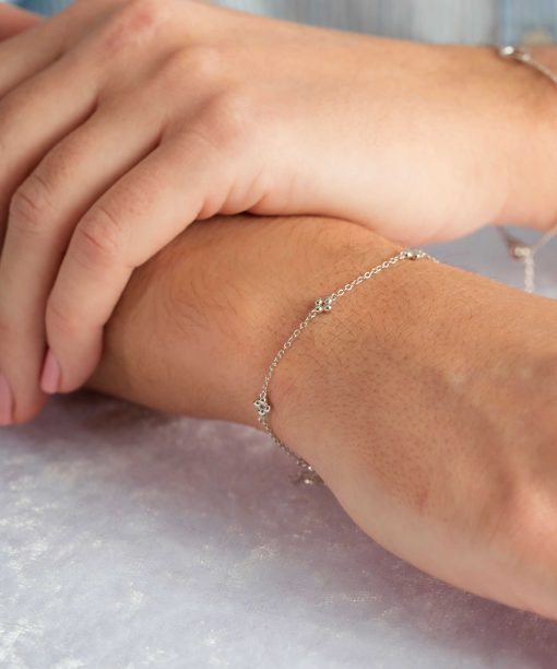 Armbånd i sølv, kulekjede blomst - Bilde 2