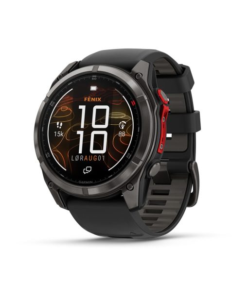 Garmin fēnix® 8 Pro – 51 mm, MicroLED - Sapphire, Karbongrå DLC-titan med sort/steingrå silikonrem