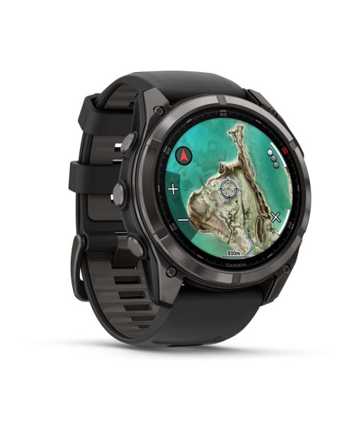 Alternative view of Garmin fēnix® 8 Pro – 51 mm, MicroLED - Sapphire, Karbongrå DLC-titan med sort/steingrå silikonrem