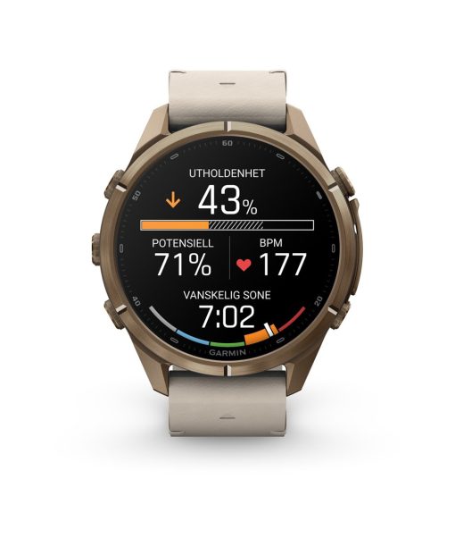 Garmin fēnix® 9 Pro – inReach®, 43mm - Gulloker titan med benhvit skinnrem - Bilde 4