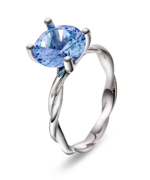 Ring i gull med syntetisk aqua