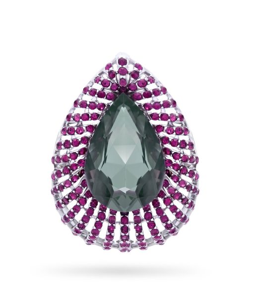 Brosje med fuksia rhinestone