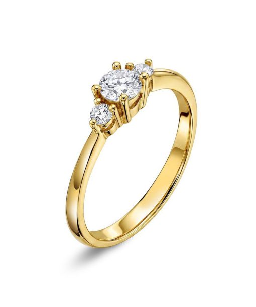 Ring i gult gull med diamant 0,40 ct W/SI