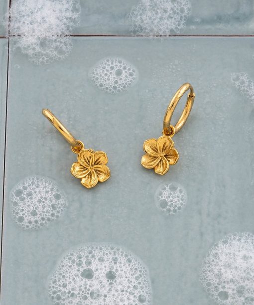 Hibiscus øreringer i forgylt stål - Bilde 4