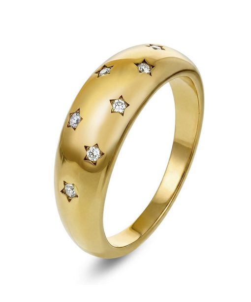Starlight ring i forgylt stål med hvite steiner
