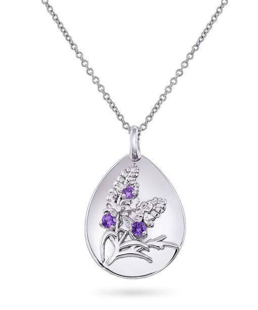 Amulett i 925 sølv med ametyst