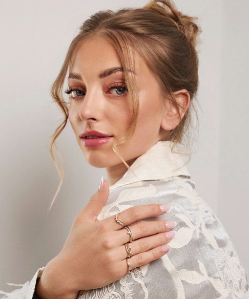 Ring i gult gull med zirkonia, 1,1 mm - Bilde 3
