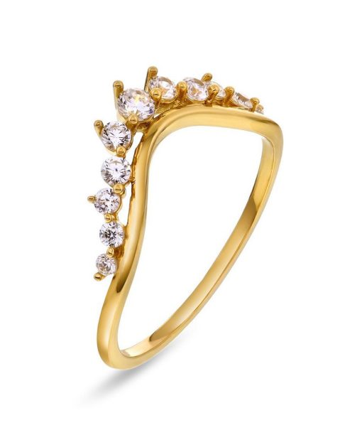 Ring i gull med zirkonia, 1 mm