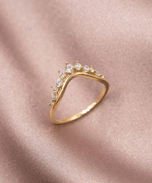 Ring i gull med zirkonia, 1 mm - Bilde 4