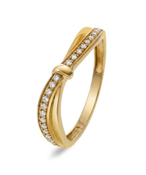Ring i gull med zirkonia, 1,4 mm