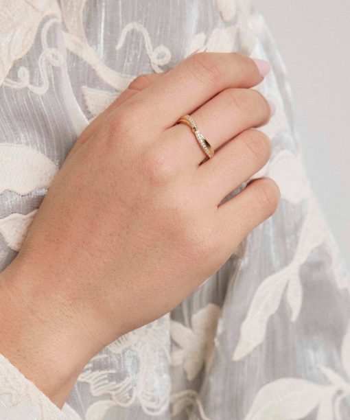 Ring i gull med zirkonia, 1,4 mm - Bilde 2