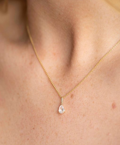 Anheng i gult gull med zirkonia, 14 mm - Bilde 2