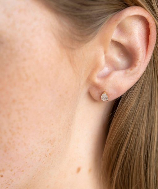 Øredobber i gult gull med zirkonia, 6 mm - Bilde 2