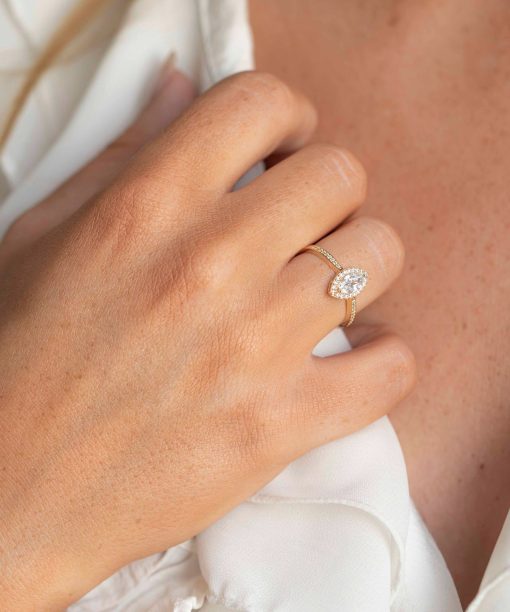 Ring i gult gull med zirkonia, 6,5 mm - Bilde 2
