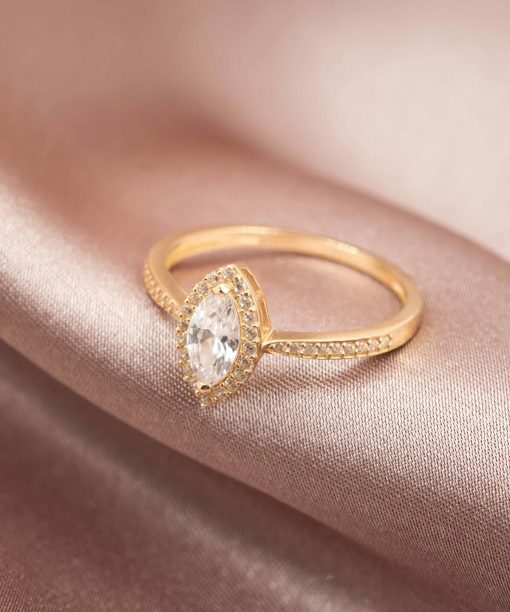 Ring i gult gull med zirkonia, 6,5 mm - Bilde 3