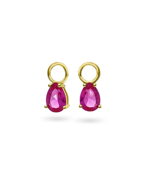 Drop charms i sølv med rosa zirkonia