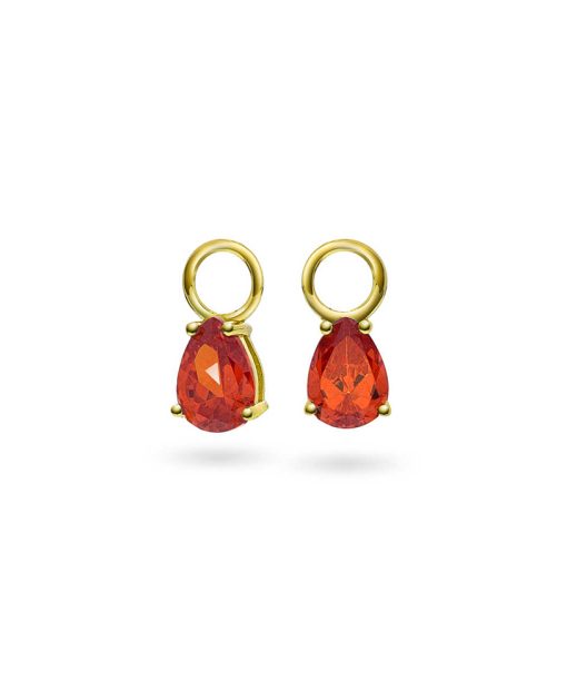 Drop charms i sølv med orange zirkonia