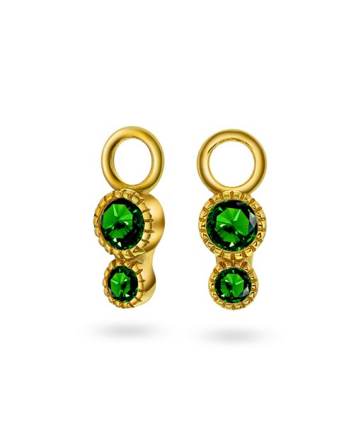Duo charms i sølv med grønn zirkonia