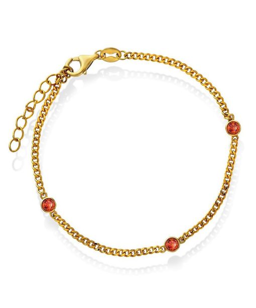 Armbånd i 925 sølv med dyp orange steiner