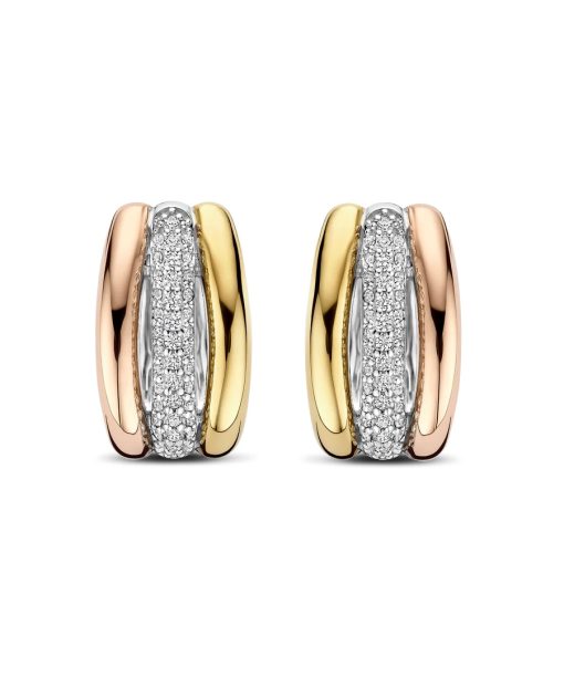Ti Sento Tricolor Triple Circle Zirconia Hoops - Bilde 2
