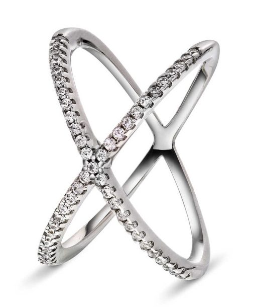 Ring i sølv med zirkonia x