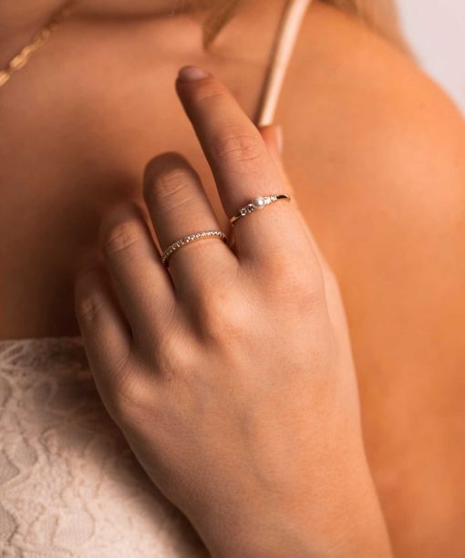 Modena ringer med perle og zirkonia - Bilde 3