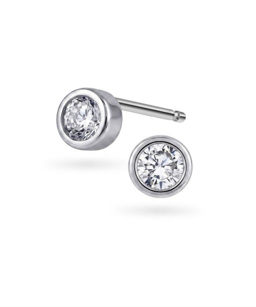 Øredobber i 925 sølv med zirkonia 3 mm