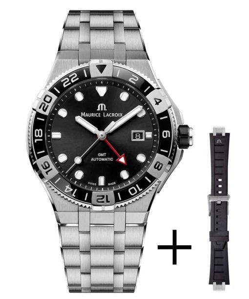 Maurice Lacroix Aikon Automatic Venturer GMT 43mm + Rubber Strap - AI6158-SS00F-330-A