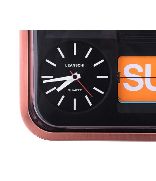 Leanschi Large, vintage-looking, full Annual Calendar and Wall-Clock with digital, flip-display (in German) - Bilde 3