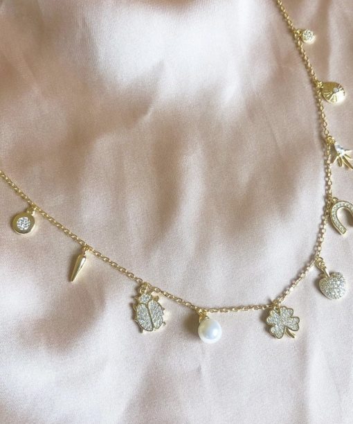 Charlotte Strømmen Jewellery faith collier 925s+forgylt+perle og klare zirkoner - Bilde 2