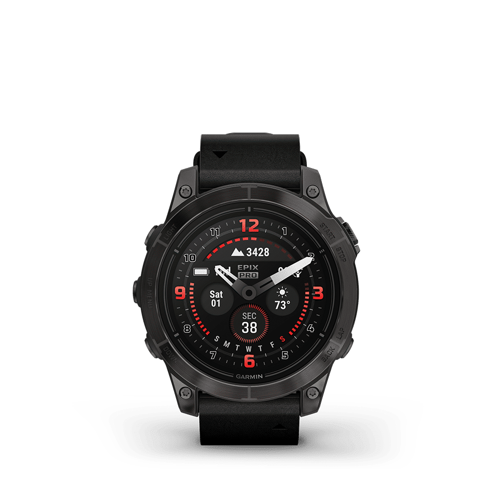 Garmin epix Pro (Gen 2) – Sapphire Edition 47mm, Carbon Gray, Leather