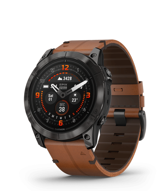 Alternative view of Garmin epix Pro (Gen 2) – Sapphire Edition 51mm, Carbon Gray, Leather