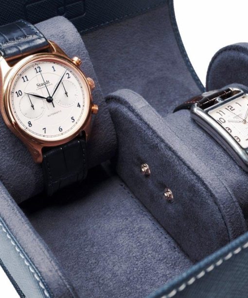 Alternative view of Leanschi 2 watch roll/blue leather