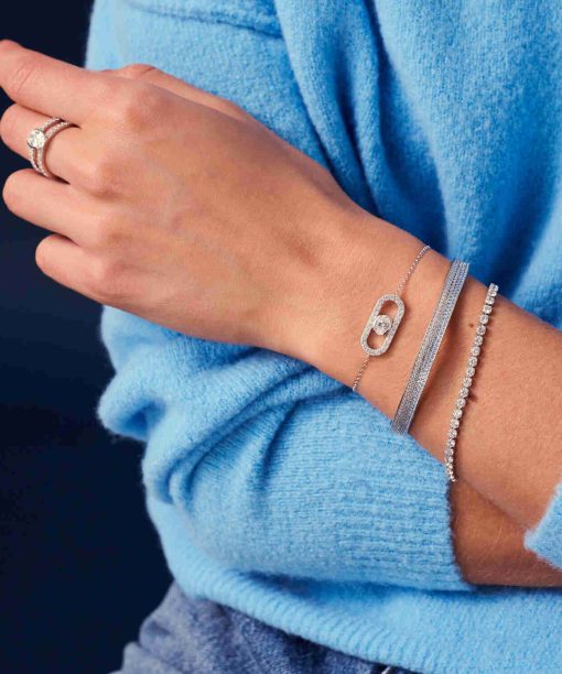 Sif Jakobs Bangle Feline Concavo - With Gradient Tones Of Blue And White Zirconia - Bilde 2
