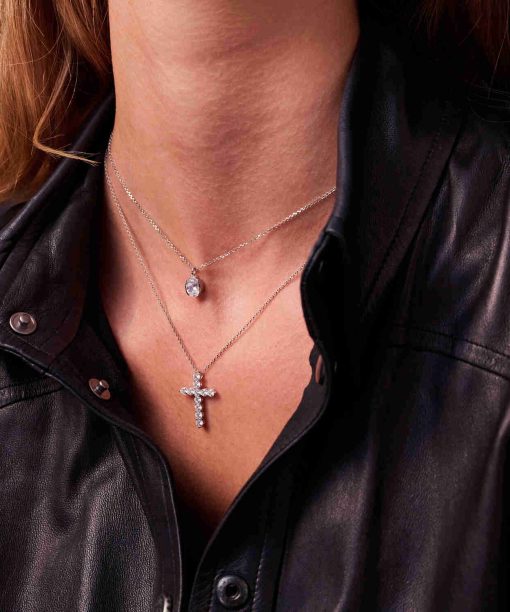 Sif Jakobs Necklace Belluno Croce - With White Zirconia - Bilde 2