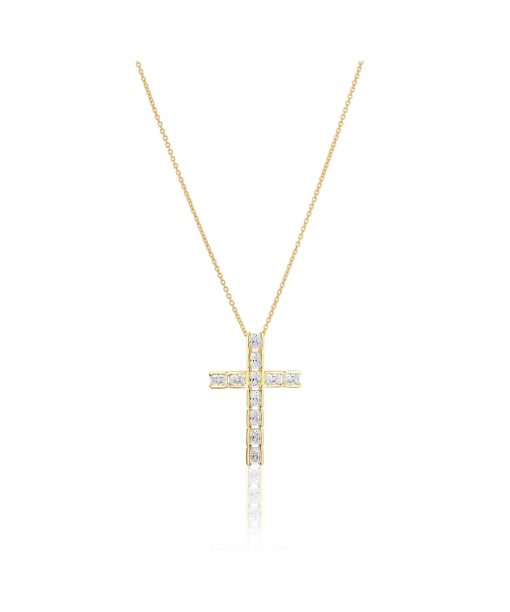 Sif Jakobs Necklace Roccanova Croce - 18k Gold Plated, With White Zirconia