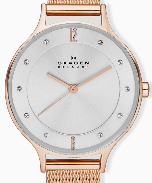 Alternative view of Skagen Anita Lille Rose Gold-Tone Steel Mesh Watch - SKW2151