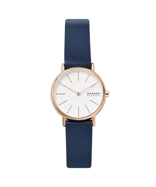 Skagen Signatur Lille Two-Hand Ocean Blue Leather Watch - SKW2838