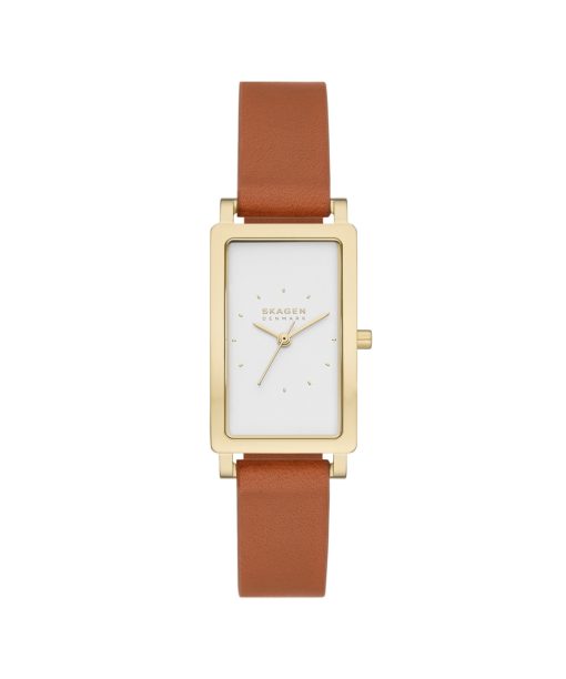 Skagen Hagen Lille Three-Hand Brown Leather Tank Watch - SKW3097
