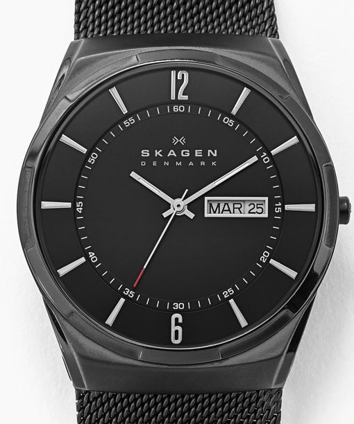 Alternative view of Skagen Melbye Titanium and Midnight Steel Mesh Day-Date Watch - SKW6006
