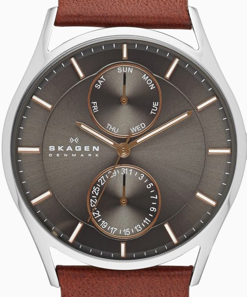 Alternative view of Skagen Holst Multifunction Medium Brown Leather Multifunction Watch - SKW6086